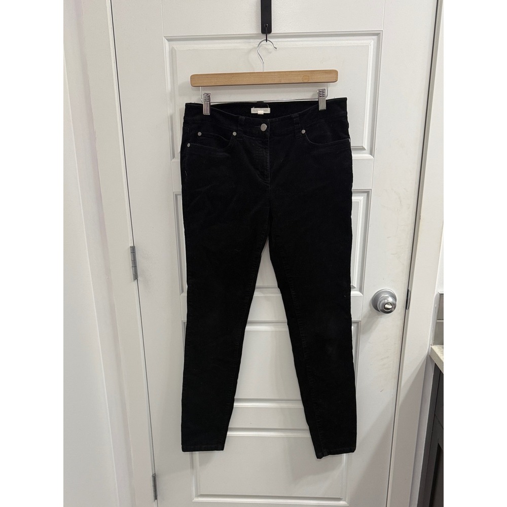 Eileen Fisher Womens Black Corduroy Skinny Pants Size 6 Stretch Trousers